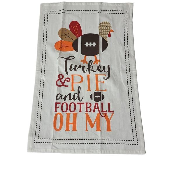 Mudpie Turkey and Football Thanksgiving Harvest Kitchen Dish Towel Graphic - Picture 1 of 9